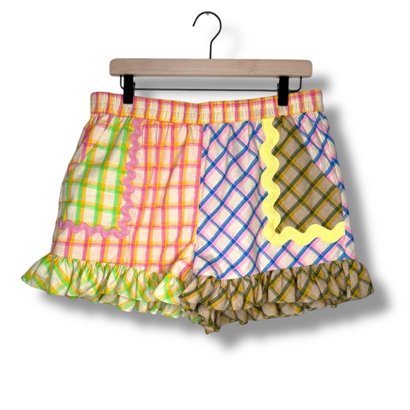 CeliaB Azores Colorful Plaid Ruffle Shorts Large - Picture 3 of 9